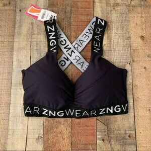 ZNG wear black and white padded sports bra - L